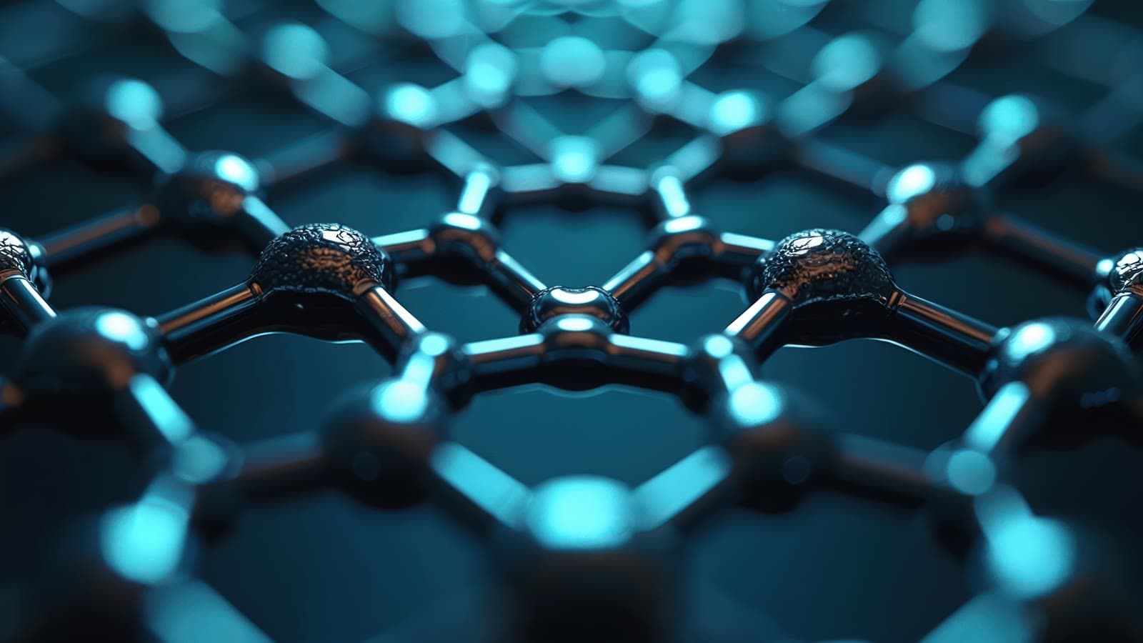 グラフェンの六角格子構造のクローズアップ